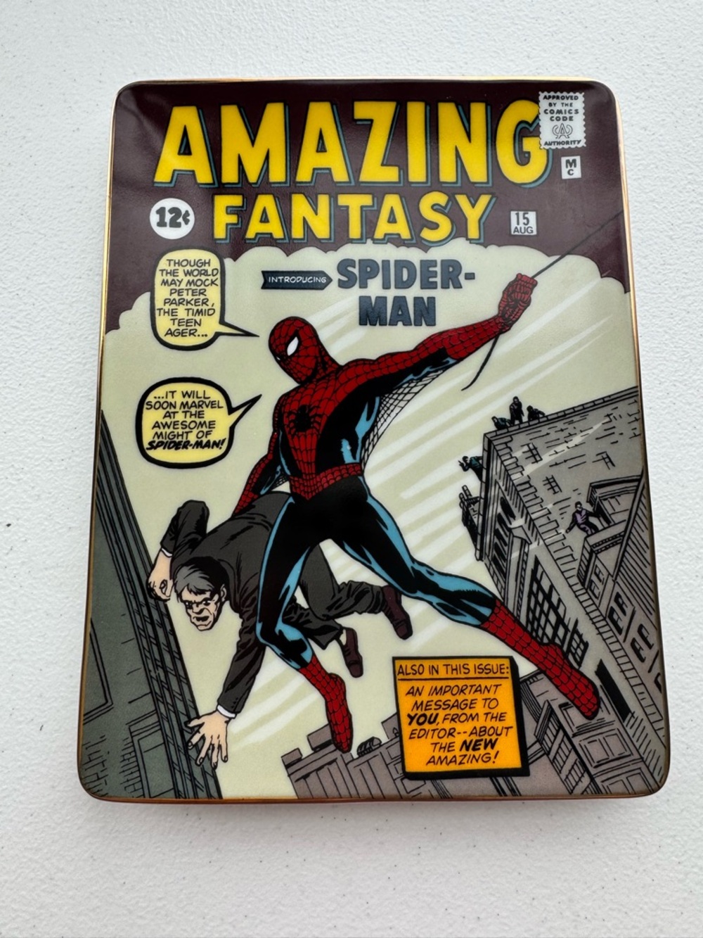 Franklin Mint Spider-Man Amazing Fantasy #15 Collector Tray Marvel Comic